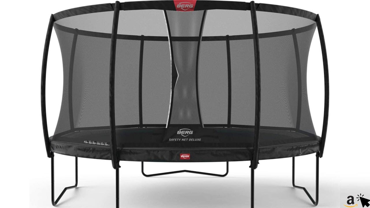 BERG Champion Gartentrampoline Regular 330 Schwarz mit Sicherheitsnetz, Kinder Trampolin, mit Twinspring und Airflow