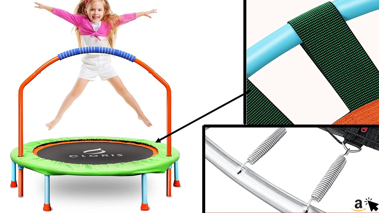 CLORIS Mini-Trampolin für Kinder, 96,5 cm, tragbares Rebounder-Trampolin für Kleinkinder, mit verstellbarem Schaumstoffgriff