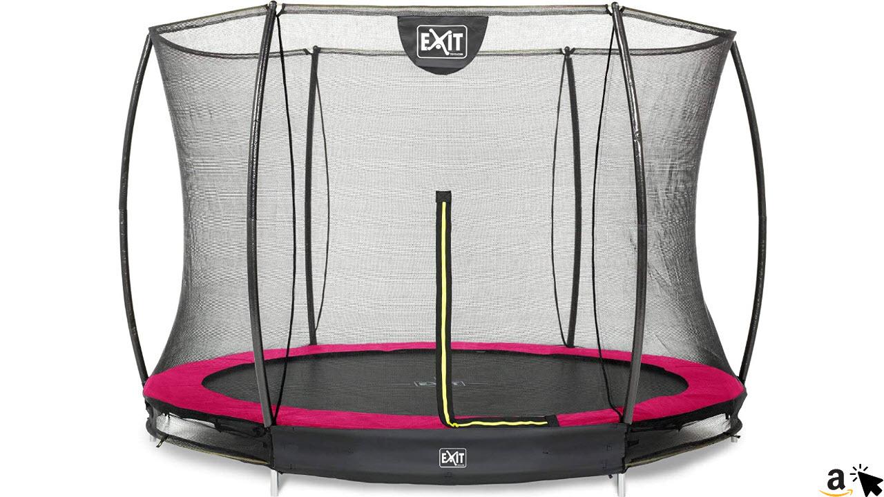 EXIT Silhouette Bodentrampolin ø244cm mit Sicherheitsnetz - rosa