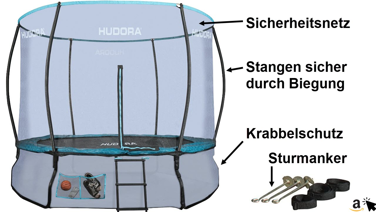 HUDORA Fantastic Complete Trampolin Gartentrampolin, mit Sicherheitsnetz, 300 cm - Sicherheit