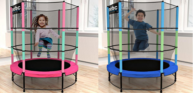 Kinetic Sports Kinder Trampolin Jumper 140cm Sicherheitsnetz Randabdeckung Gummiseil-Federung