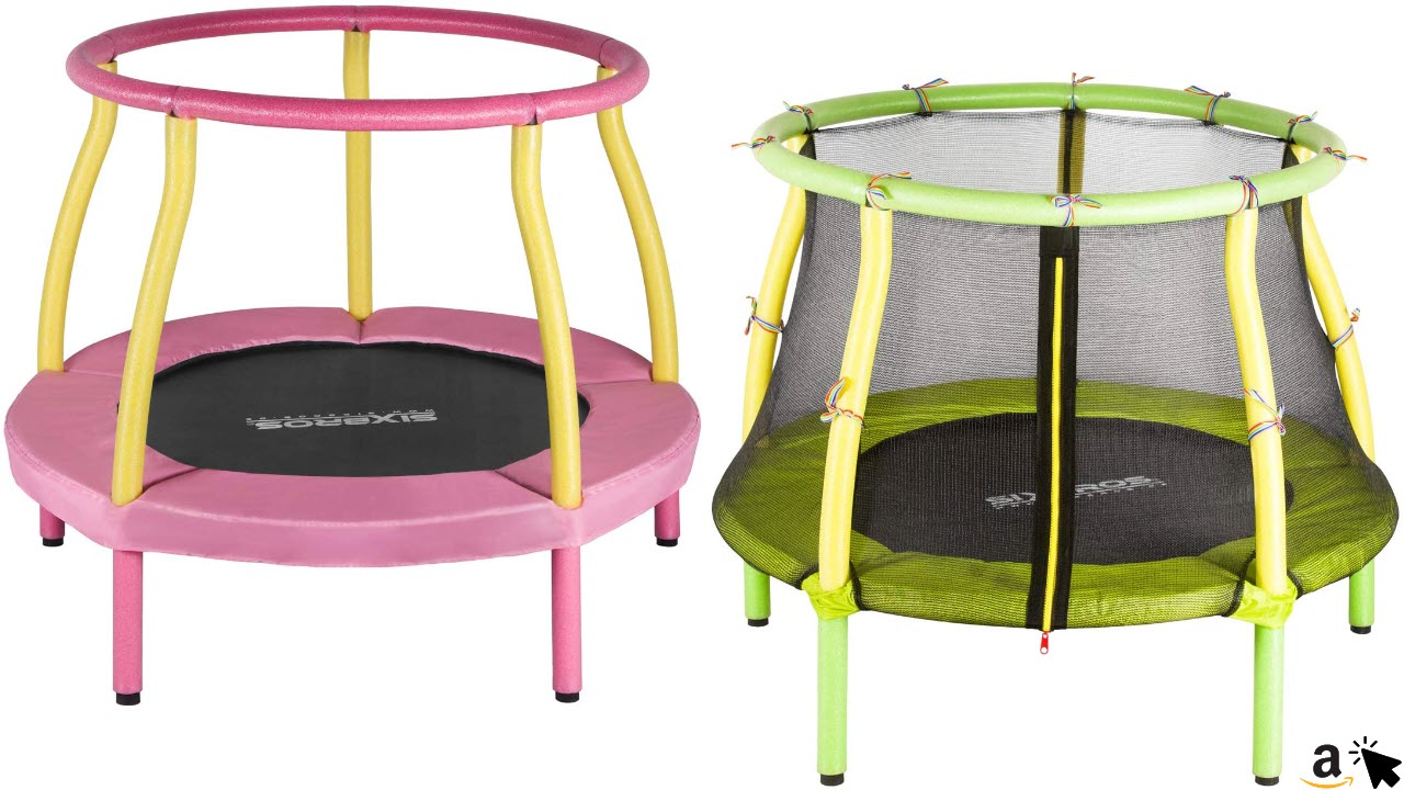 SixBros SixJump Kindertrampolin für den Garten und Indoor, Gartentrampolin 122cm inkl Sicherheitsnetz, gepolsterte Randabdeckung