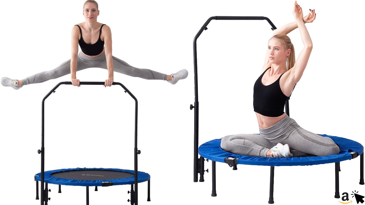 Zenph Fitness-Trampolin 122cm, MiniTrampolin faltbar, verstellbarer Handlauf, bis 150 kg